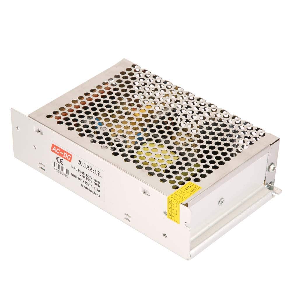 LED Power Driver Adapter Transformer Universal Regulated Switching Power Supply Converter for LED Strip Light AC110V-220V to DC12V (12V 8.5A 100W)