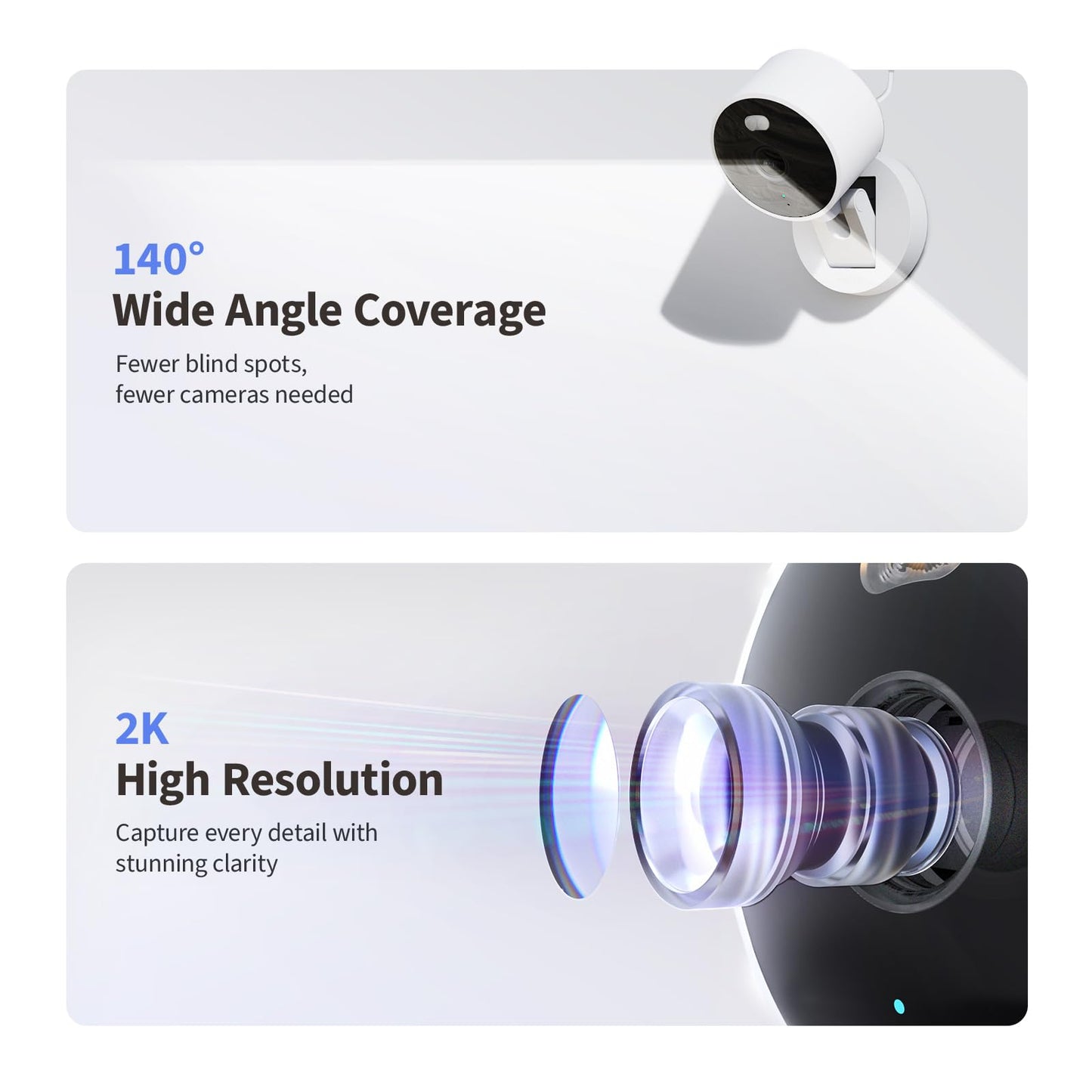 Aqara G100, 2K Indoor/Outdoor Security Camera, HomeKit Secure Video, 2-Way Audio, Spotlight Color/IR Night Vision, AI Detection, 140° FOV, Wi-Fi 6