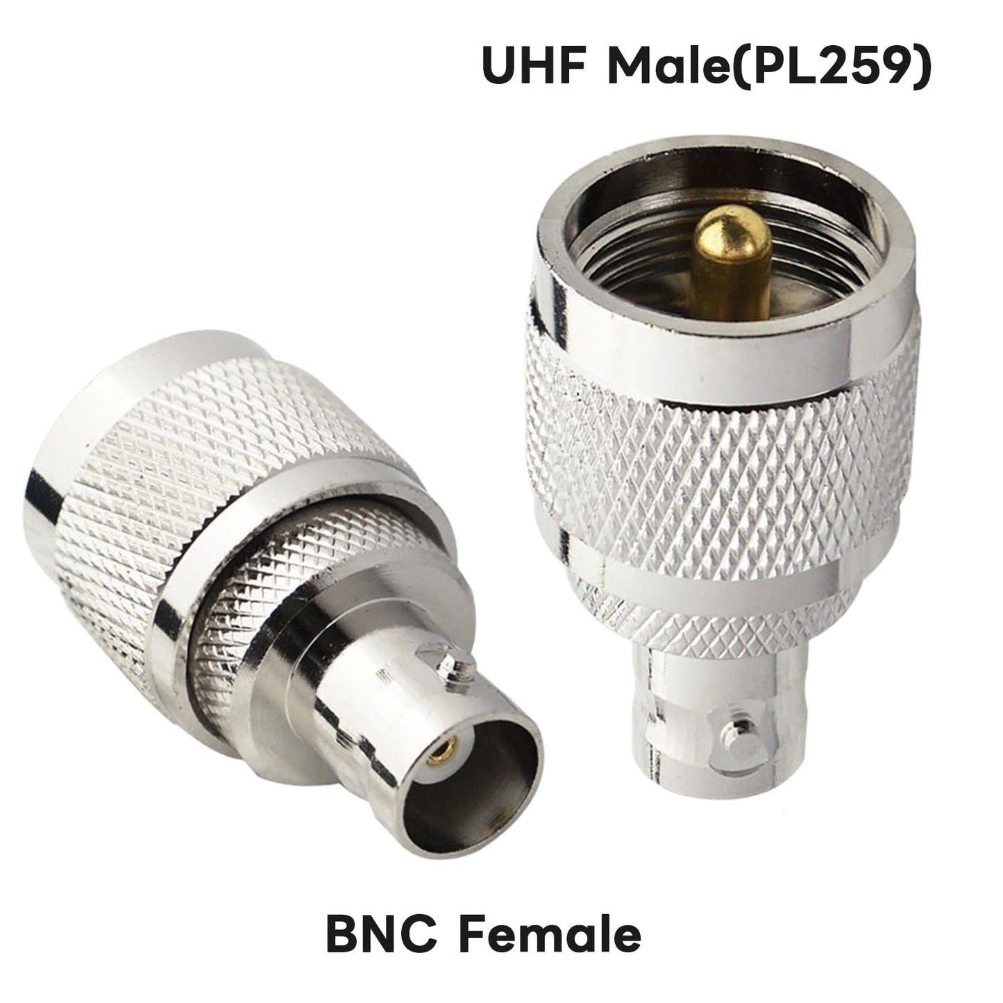 Boobrie BNC UHF Coax Connector PL259 UHF Male to BNC Female Coaxial Connector Low Loss Coax Adapter for RF Antennas/Wireless LAN Devices/Coaxial