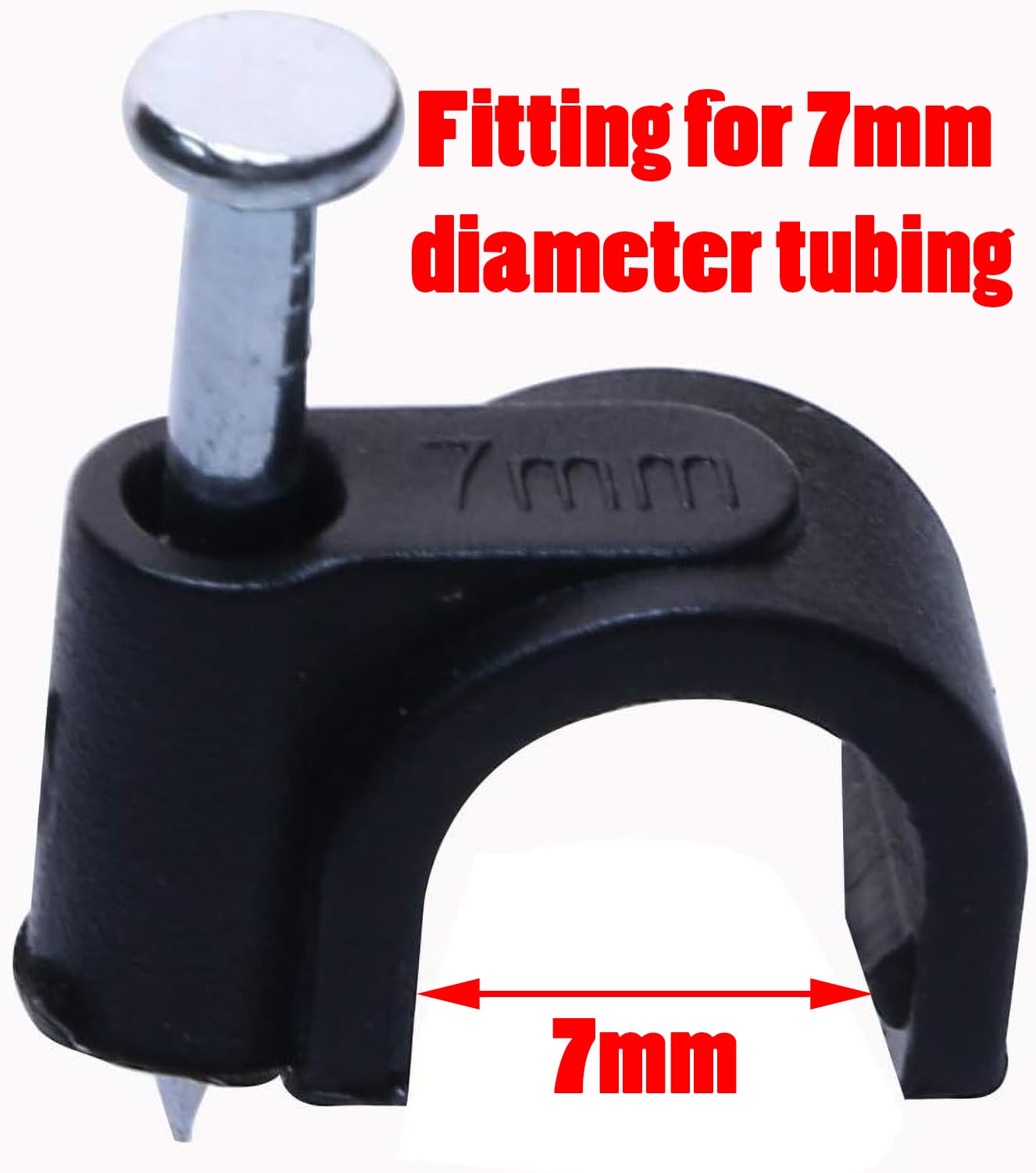 Mini Skater 7 mm Diameter Circle Ethernet Nylon Wire Cable Clips Clamps with Steel Nail, 100pcs/Pack?7mm,Black?