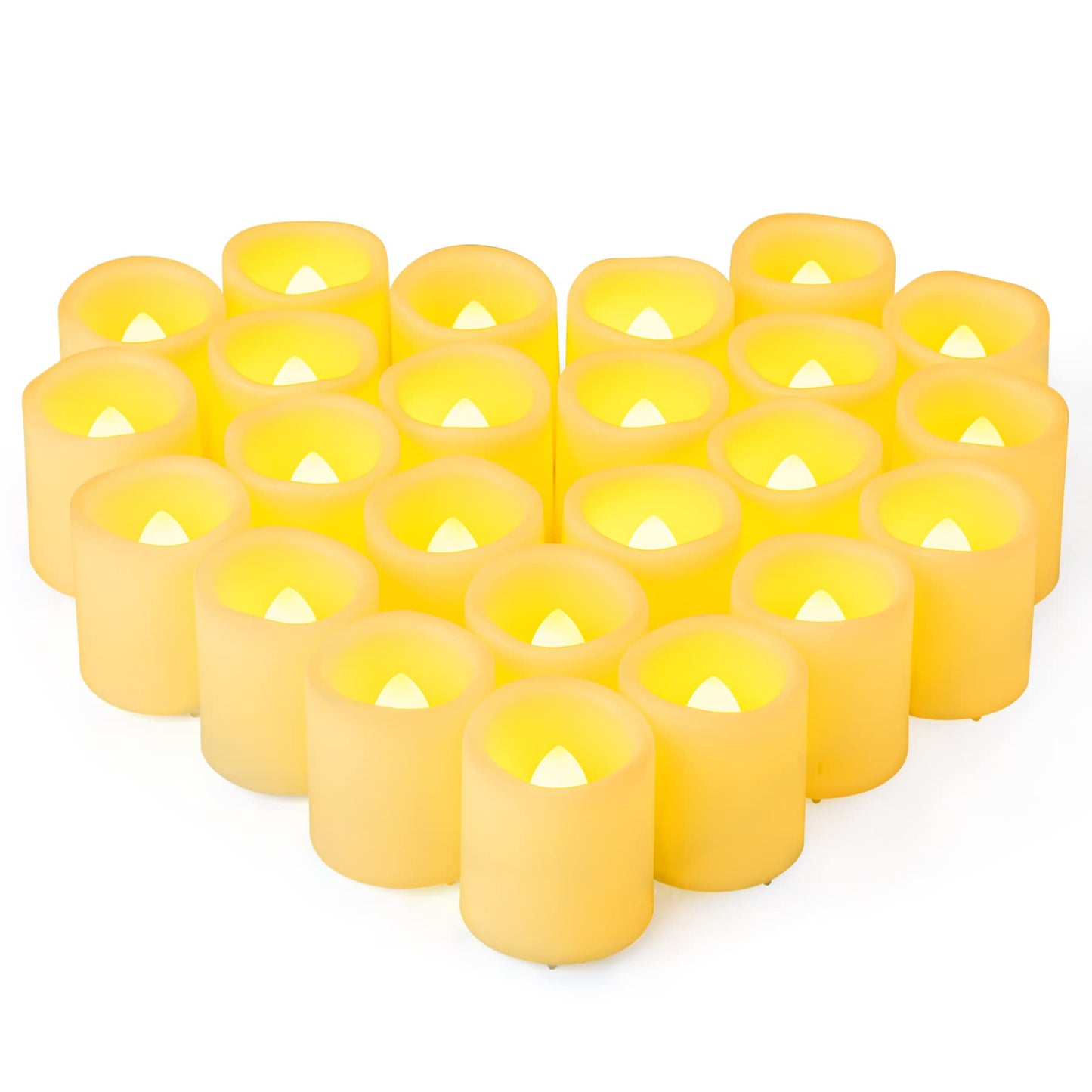 Yakpo 24 Pack 1.5" x 1.8" Flameless Flickering Battery Operated Tea Lights, Lit 200+ Hours Flicker LED Votive Candles, Outdoor Electric Fake Candles