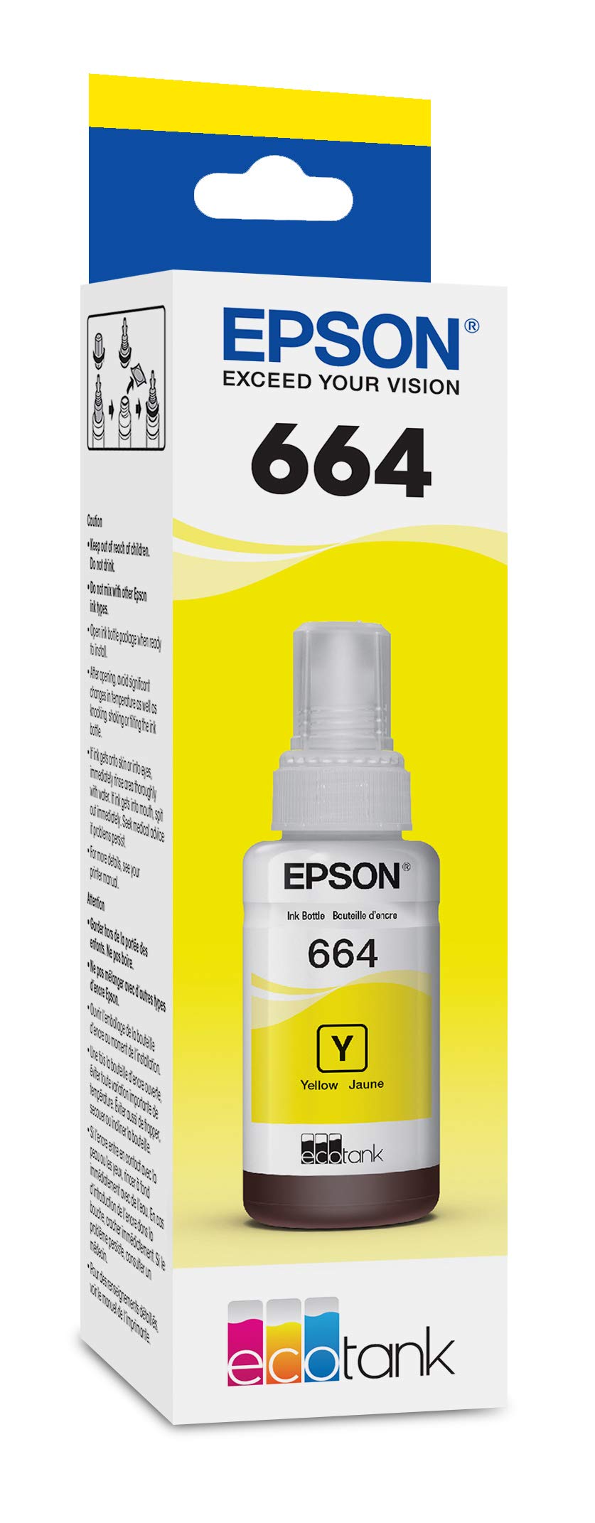Epson 664 EcoTank Ink Ultra-high Capacity Bottle Yellow (T664420-S) Works with ET-2500, 2550, 4500, 4550, 2600, 2650, 3600, 16500
