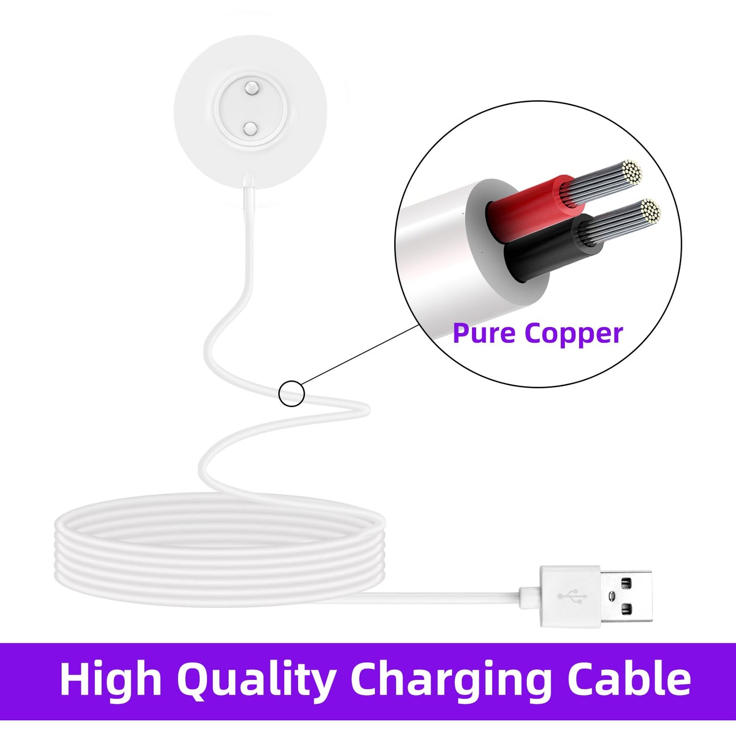 Only-12mm Magnetic USB Rose Charger Cable, Replacement Charging Cord for Bluetooth Devices, Headphones, Earbuds (12mm Rose Port)