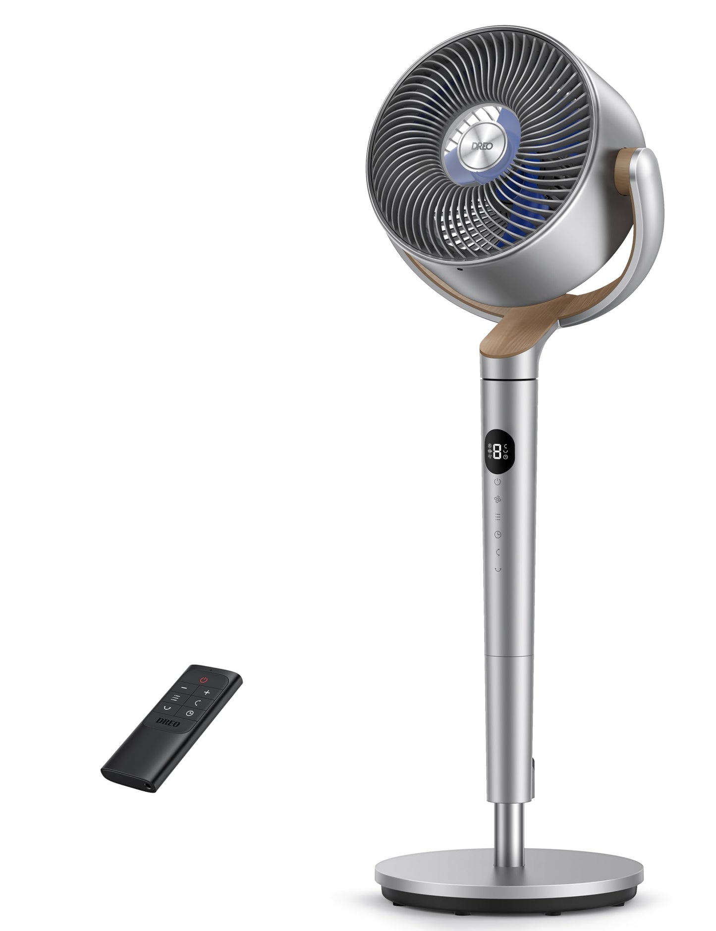 DREO Fan for Bedroom, 120°+120°Omni-directional Oscillating Fan, 90ft, DC Motor, 20 dB Quiet Standing Pedestal Fans, 8 Speeds, 3 Modes Circulator