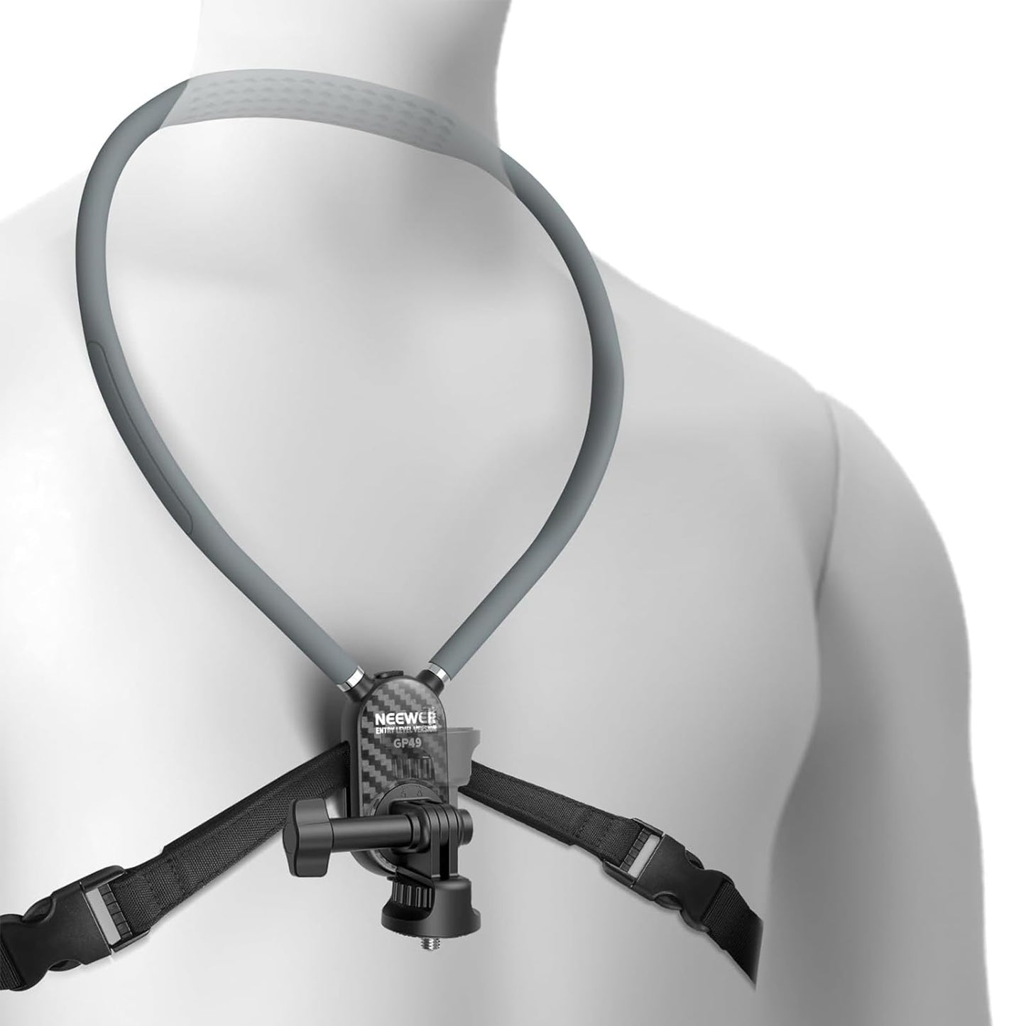 NEEWER Neck Mount Compatible with GoPro DJI Insta 360 Action Cameras, Quick Release Neck Holder with Air Cushion & Adjustable Chest Strap, Accessories