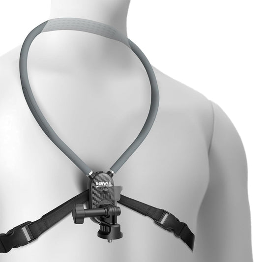 NEEWER Neck Mount Compatible with GoPro DJI Insta 360 Action Cameras, Quick Release Neck Holder with Air Cushion & Adjustable Chest Strap, Accessories
