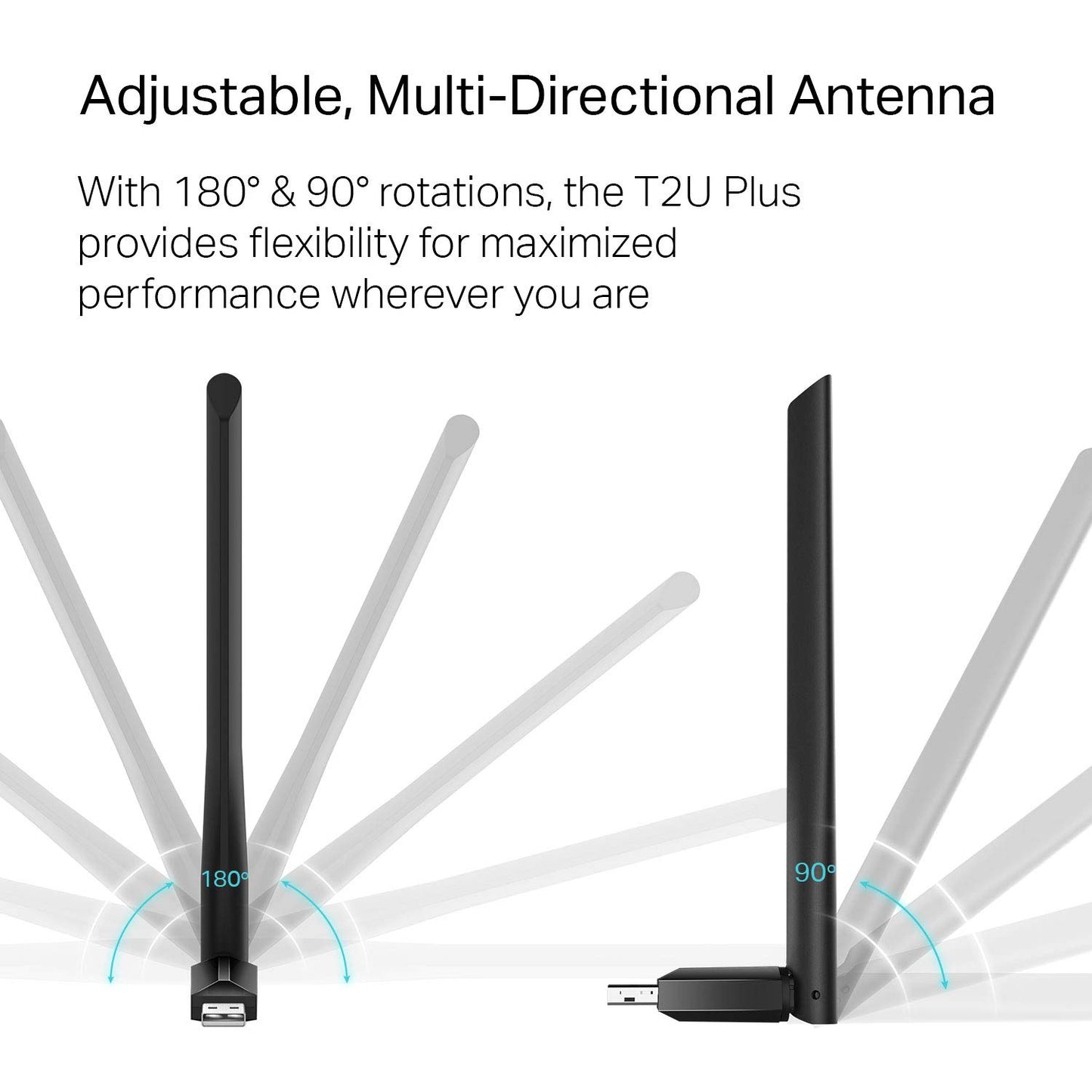 TP-Link AC600 USB WiFi Adapter for PC (Archer T2U Plus)- Wireless Network Adapter for Desktop with 2.4GHz, 5GHz High Gain Dual Band 5dBi Antenna
