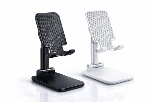 MVGLO Adjustable Phone Stand for Desk, Foldable Cell Phone Holder with Height & Angle Adjustment, Anti-Slip Base, Compatible with iPhone, Android