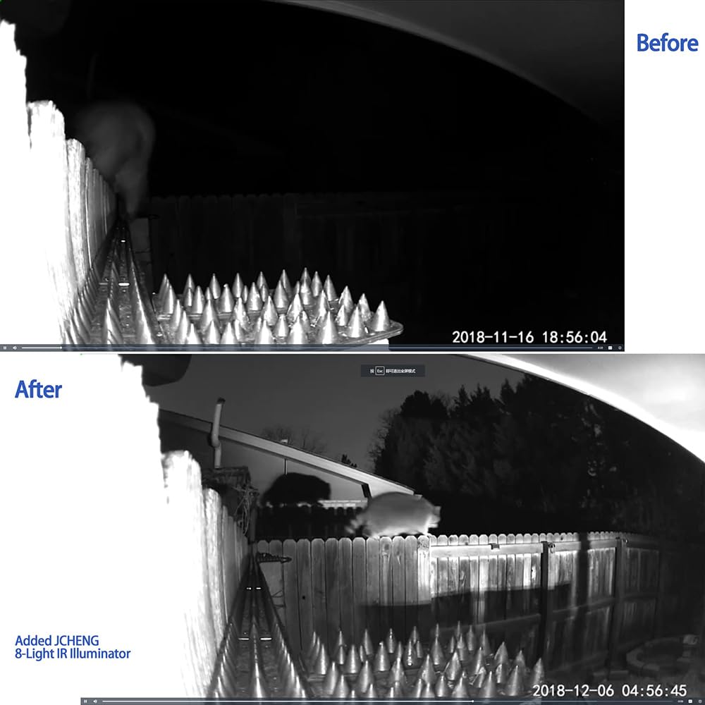 JC IR Illuminator 8-Led Infrared Light Wide Angle with Power Adapter for Security Camera System and VRS