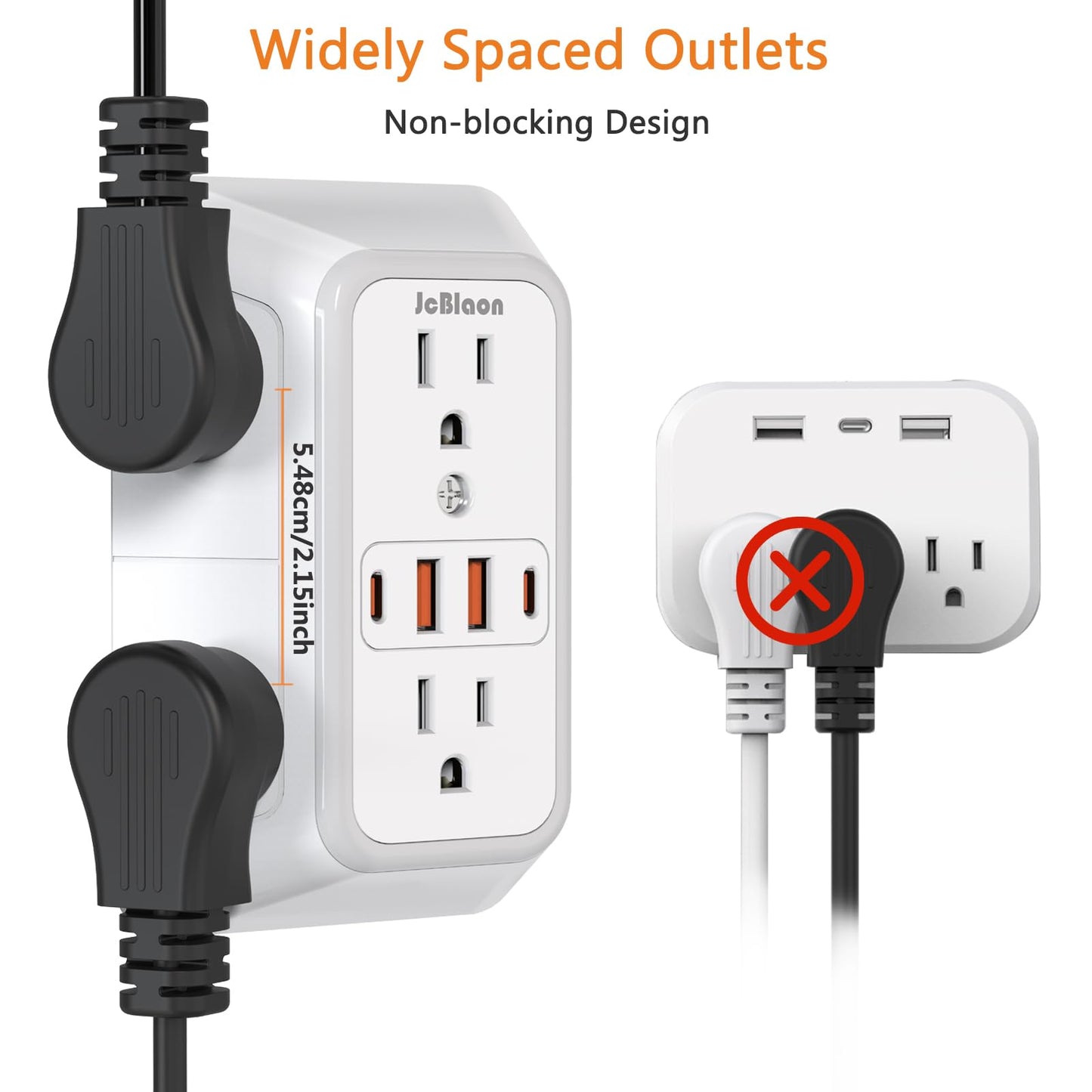 USB Wall Charger Power Strip Surge Protector with 4 USB Ports (2 USB C) Plug Extension Multiple Outlets Plug Extension Multi Outlet Plug in Adapter