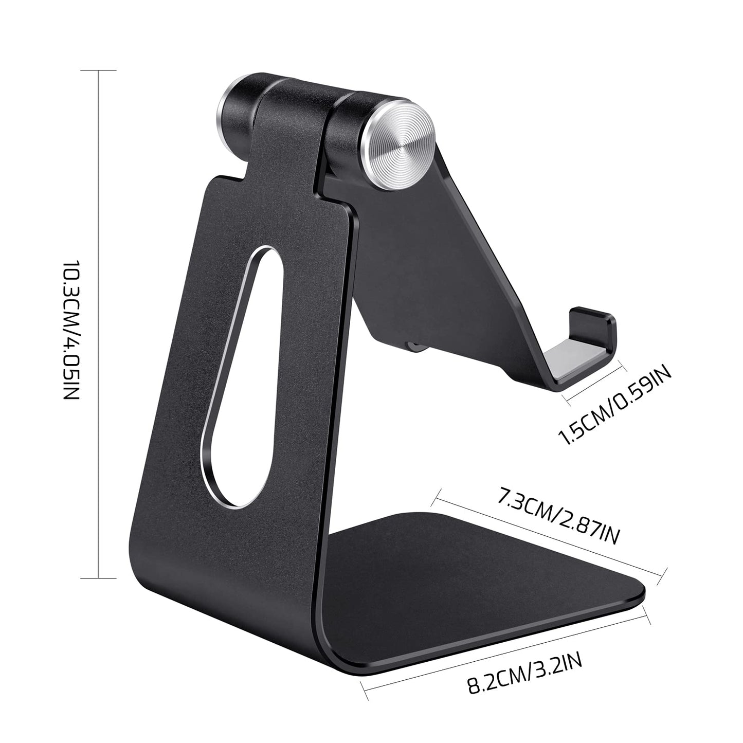 Bidponds Adjustable Aluminum Alloy Cell Phone Stand,Desktop Metal Phone Holder,Smartphone Cradle,Black