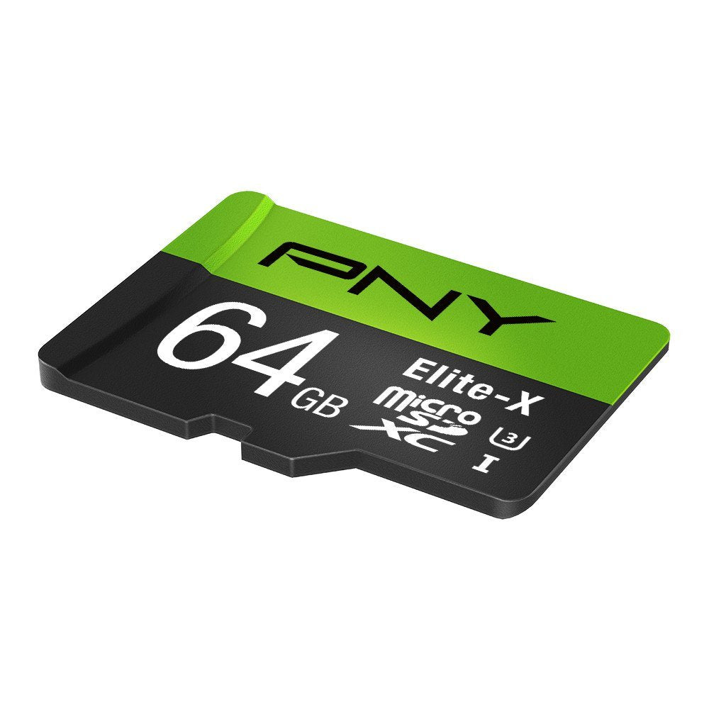 PNY Elite-X 64GB microSDXC Card with Adapter - UHS-I, U3 - up to 90MB/sec (P-SDU64U390EX-GE)