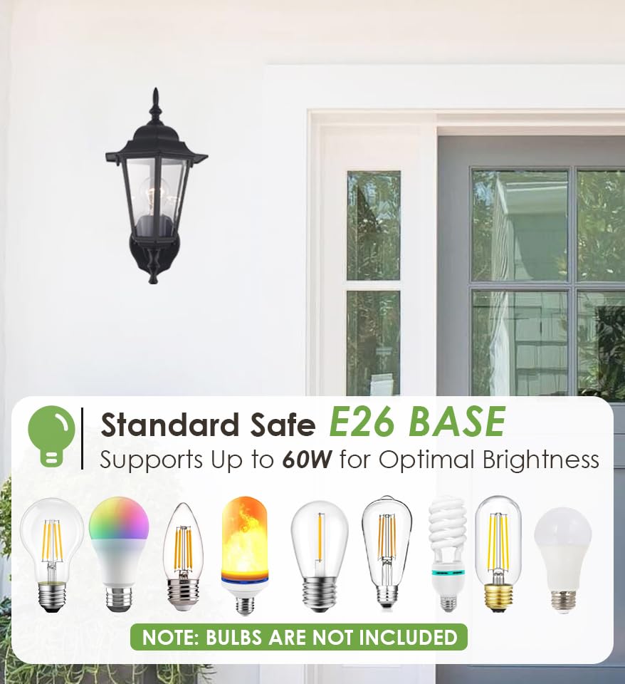 GRUENLICH Outdoor Wall Lantern, Wall Sconce as Porch Lighting Fixture with E26 Medium Base, Aluminum Housing Plus Glass, Water-Proof Rated, Bulb Not