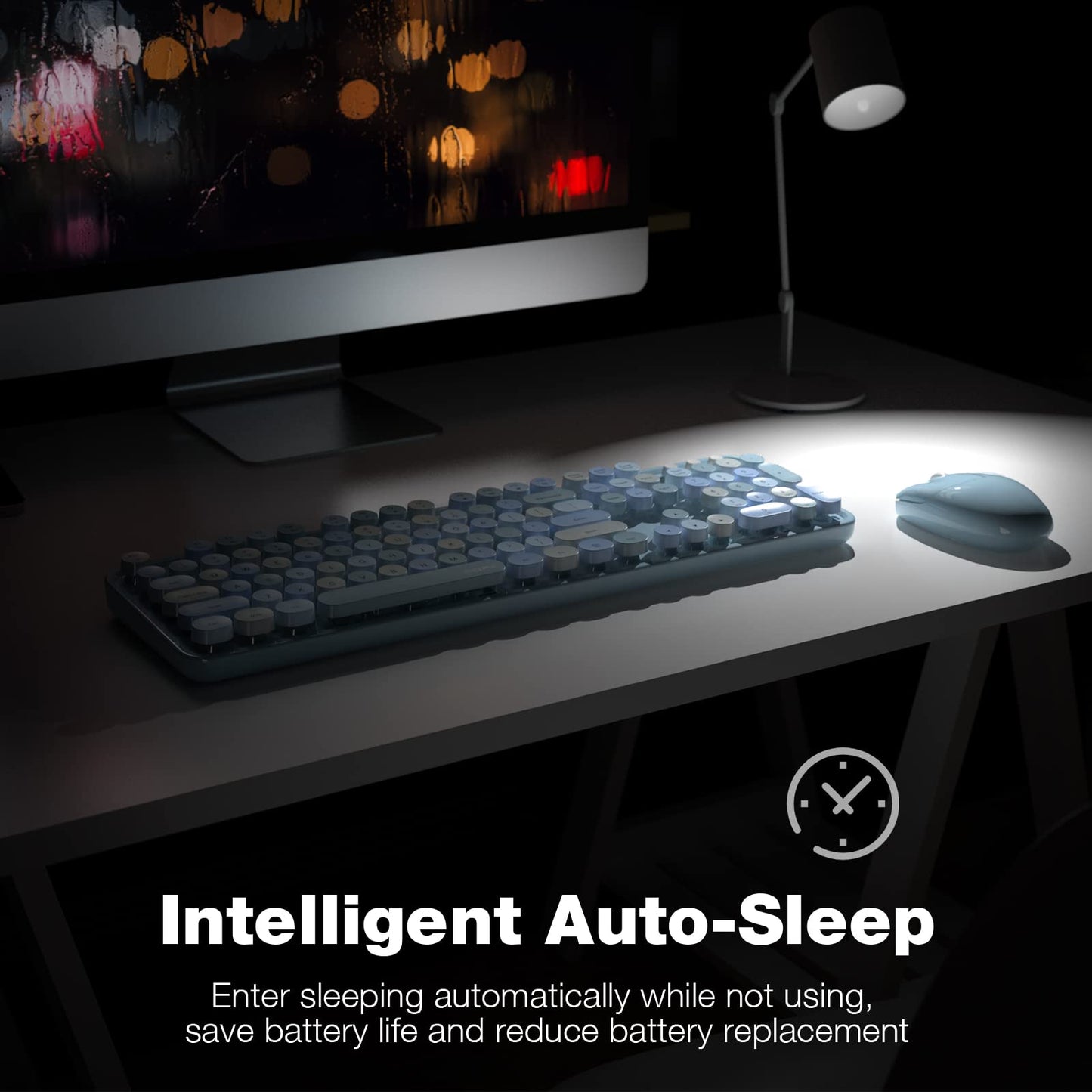 MOFII Wireless Keyboard and Mouse Combo, Retro Keyboard with Round Keycaps, 2.4GHz Dropout-Free Connection, Cute Wireless Mouse
