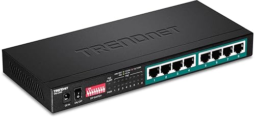 TRENDnet 8-Port Gigabit Long Range Poe+ Switch, TPE-LG80, 65W Power Budget, Ethernet Splitter, Extends Range Up to 200M (656 ft.), 16Gbps Switching