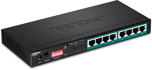 TRENDnet 8-Port Gigabit Long Range Poe+ Switch, TPE-LG80, 65W Power Budget, Ethernet Splitter, Extends Range Up to 200M (656 ft.), 16Gbps Switching