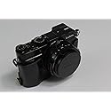 BolinUS LX100 II Case, Handmade PU Leather Half Camera Case Bag Cover Bottom Opening Version for Panasonic Lumix DC-LX100 II With Hand Strap (Black)
