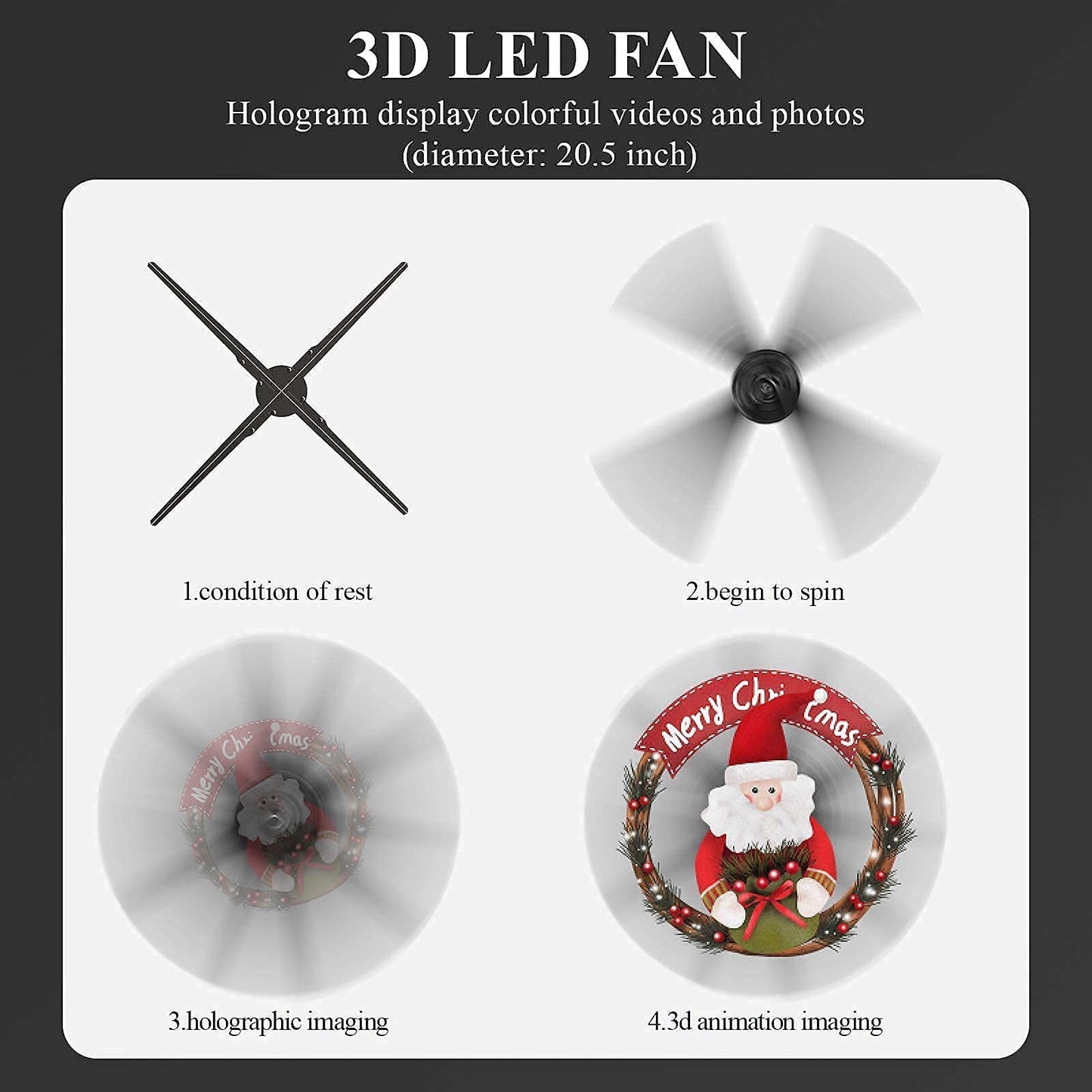 Faryuan 3D Hologram Fan Advertising Display Best for Business,Store,Shop,Holiday 20.5inch with Wi-Fi Hi-Resolution 1600x576 PX Holographic LED Video