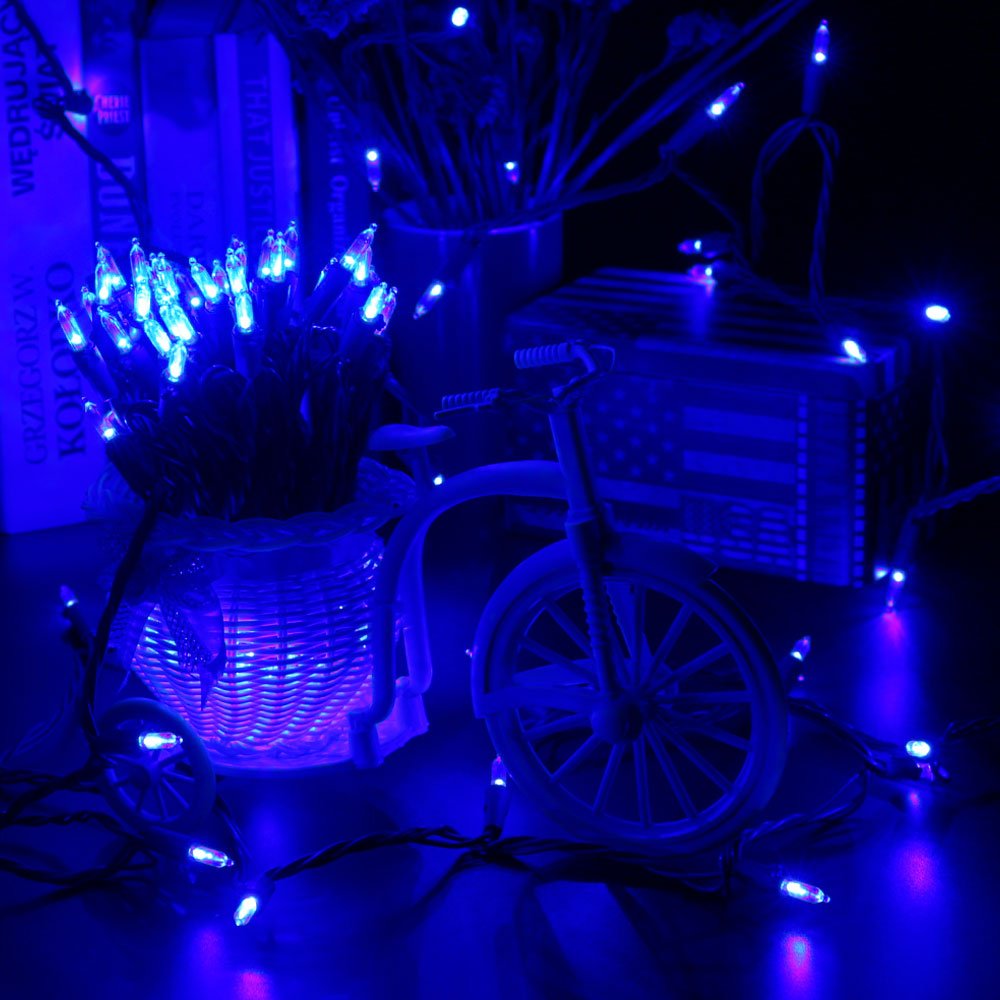 Brizled Blue Christmas Lights, 33ft 100 LED Christmas String Lights, 120V UL Certified Plug-in Xmas Tree Light Connectable Mini Xmas Light Waterproof