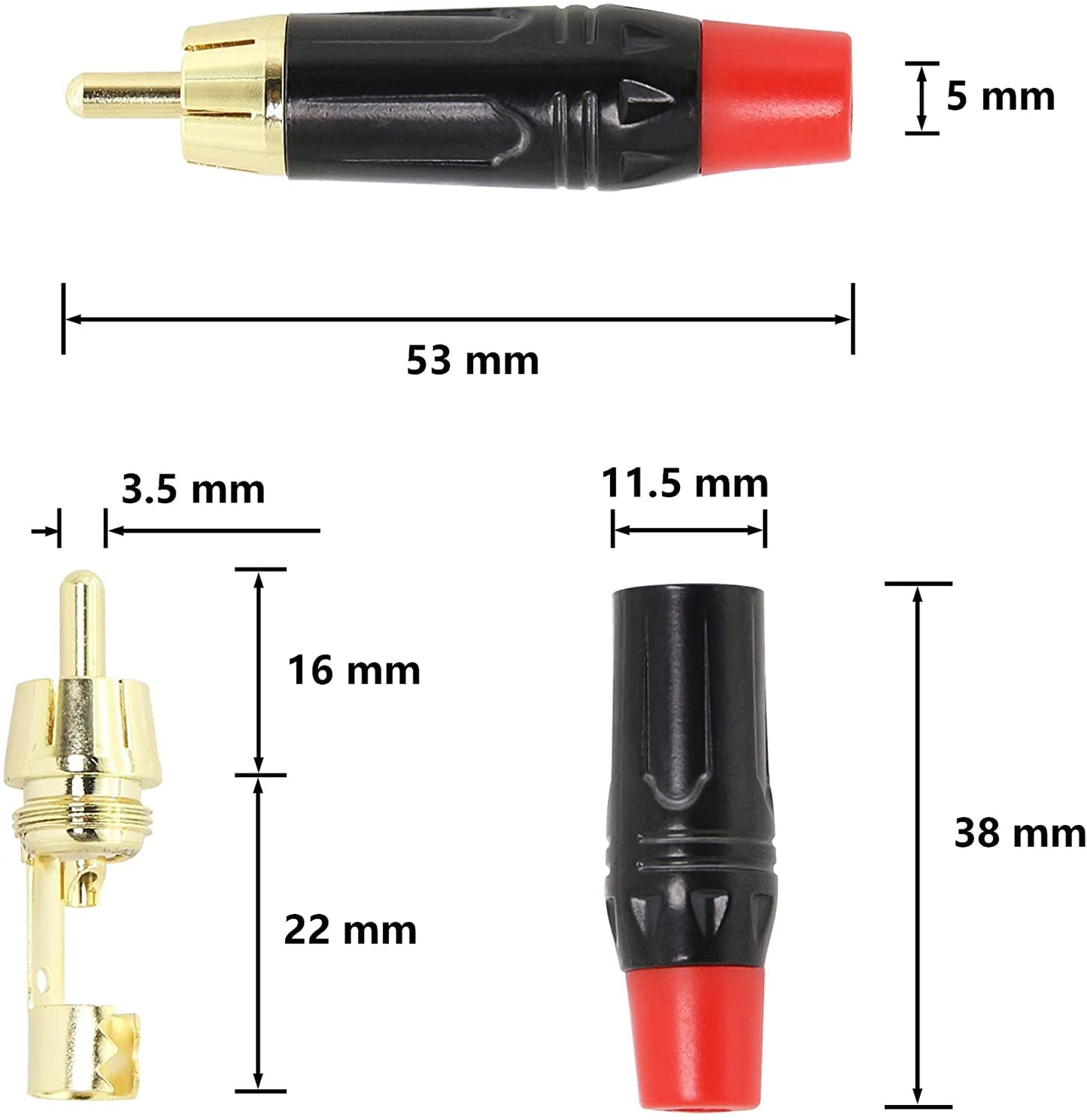 Yuchenfeng Gold-Plated RCA to Bare Wire Speaker Cable - 14AWG OFC Copper Audio Cable for Subwoofers, Amps & Home Theater, Dual PVC Shielded