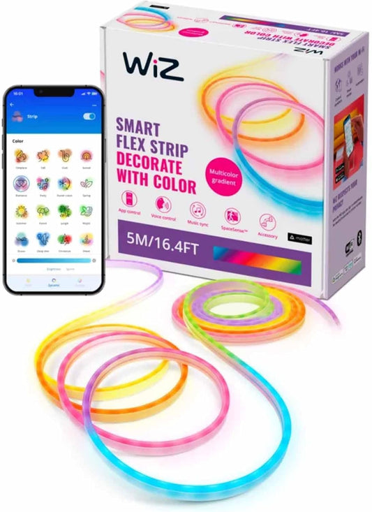 WiZ Connected Neon Smart Flex Strip - 16.4 ft (Two 8.2ft Strips), 16 Million Colors + Shades of White, Dynamic Light Scenes, Connects to Your Wi-Fi