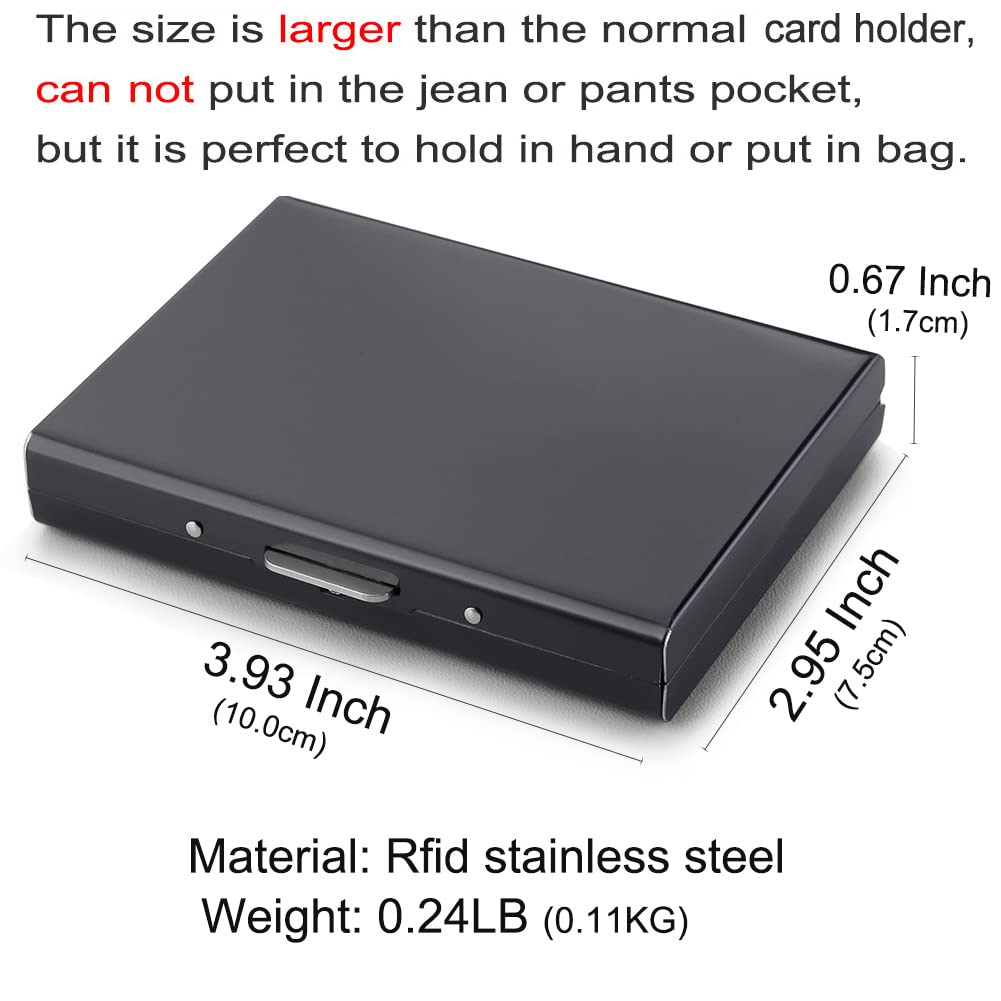 EASTNIGHTS RFID Credit Card Holder Protector Metal Credit Card Wallet Business Card Holder for Men Women Gift Box Package (Black)