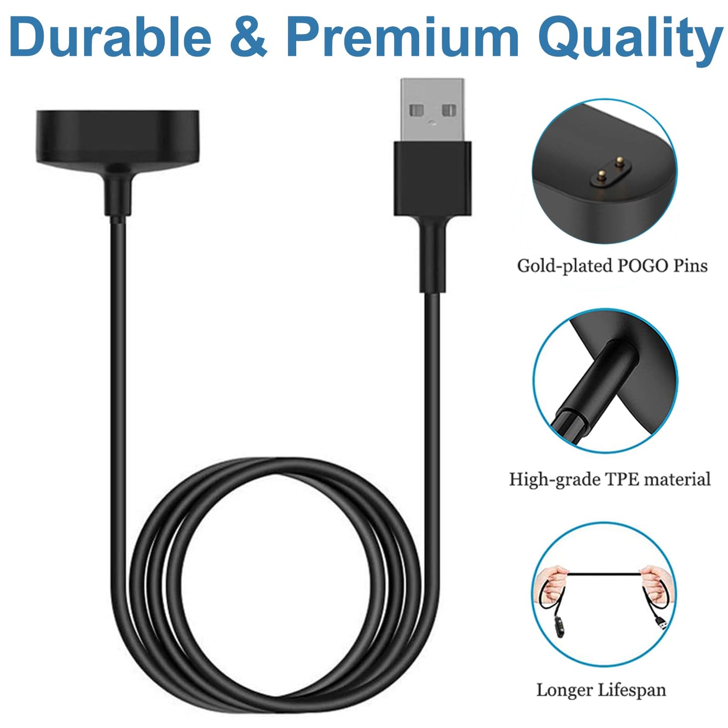 EXMRAT Compatible with Fitbit Inspire Charger, Replacement Charging Cable Cord for Fitbit Inspire & Inspire HR Fitness Tracker (Black)