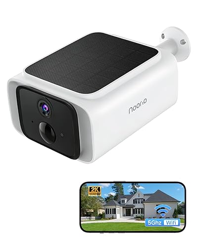Noorio 2K Solar Security Cameras Wireless Outdoor, 2.4/5G WiFi Camera for Home Security with Fix Solar Panel, No Monthly Fee, 2Mins DIY Installation