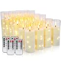 Grcdoyvl 24-Piece Ivory Flameless LED Candles with Remote, Embedded Fairy Lights for Christmas Decor. Battery-Powered with Timer, Safe & Elegant