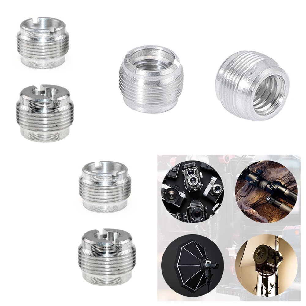 ThtRht 4 Pack Microphone Clip Adapter 1/4'' to 5/8'' to 3/8'' Thread Screw Set Microphone Holder Connector Converter for Mic Stand Holder Condenser
