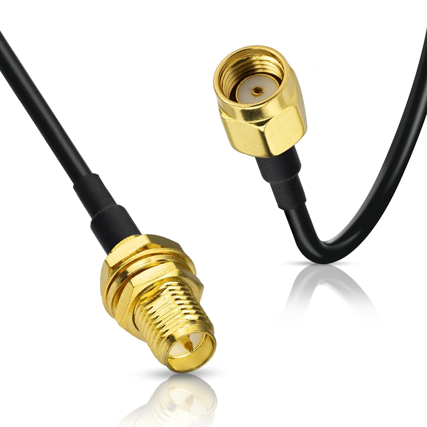 Bingfu WiFi Antenna Extension Cable 2-Pack RP-SMA Male to RP-SMA Female Bulkhead Mount RG174 Cable 3m 10 feet for WiFi Router Security IP Camera