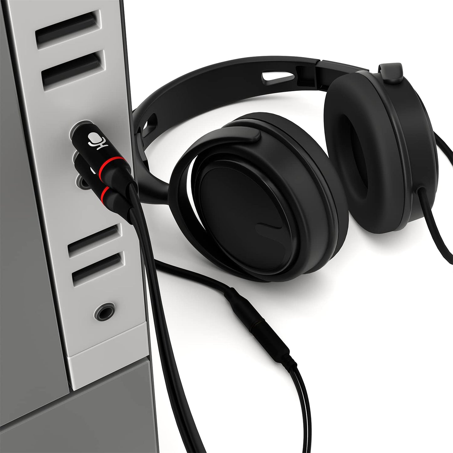 D & K Exclusives Headphone Splitter For Computer 3.5mm Female to 2 Dual 3.5mm Male Headphone Mic Audio Y Splitter Cable Smartphone Headset to PC