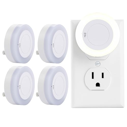 Night Light with High/Low/Off Switch, LED Manual Nightlight Max 20 Lumens, Indoor for Bathroom, Hallway, Bedroom, Kitchen, Warm White, Energy