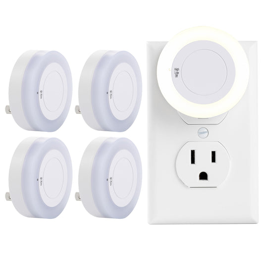 Night Light with High/Low/Off Switch, LED Manual Nightlight Max 20 Lumens, Indoor for Bathroom, Hallway, Bedroom, Kitchen, Warm White, Energy