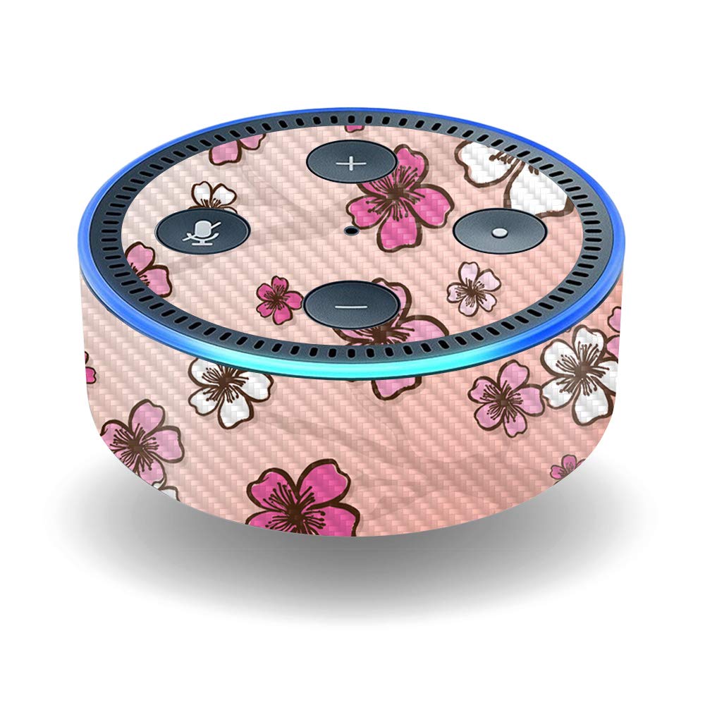 MightySkins Carbon Fiber Skin for Amazon Echo Dot (2ND Gen) - Cherry Blossom | Protective, Durable Textured Carbon Fiber Finish | Easy to Apply…