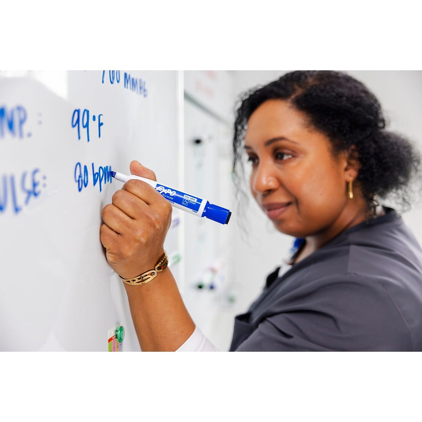 EXPO Magnetic Dry Erase Markers with Eraser, Black, Fine Tip, 4 Count - Back to School, Teacher Supplies, Home Organization
