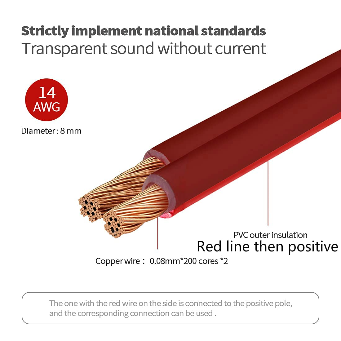 Yuchenfeng Gold-Plated RCA to Bare Wire Speaker Cable - 14AWG OFC Copper Audio Cable for Subwoofers, Amps & Home Theater, Dual PVC Shielded