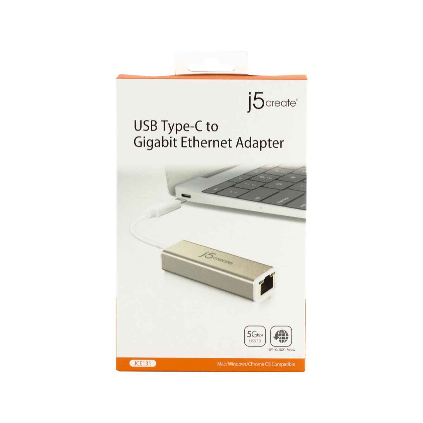 j5create USB-C to Gigabit Ethernet Adapter - Type C to RJ45 Network LAN Converter - Compatible with MacBook Pro/Air, iPad Pro, Surface Pro, Dell XPS