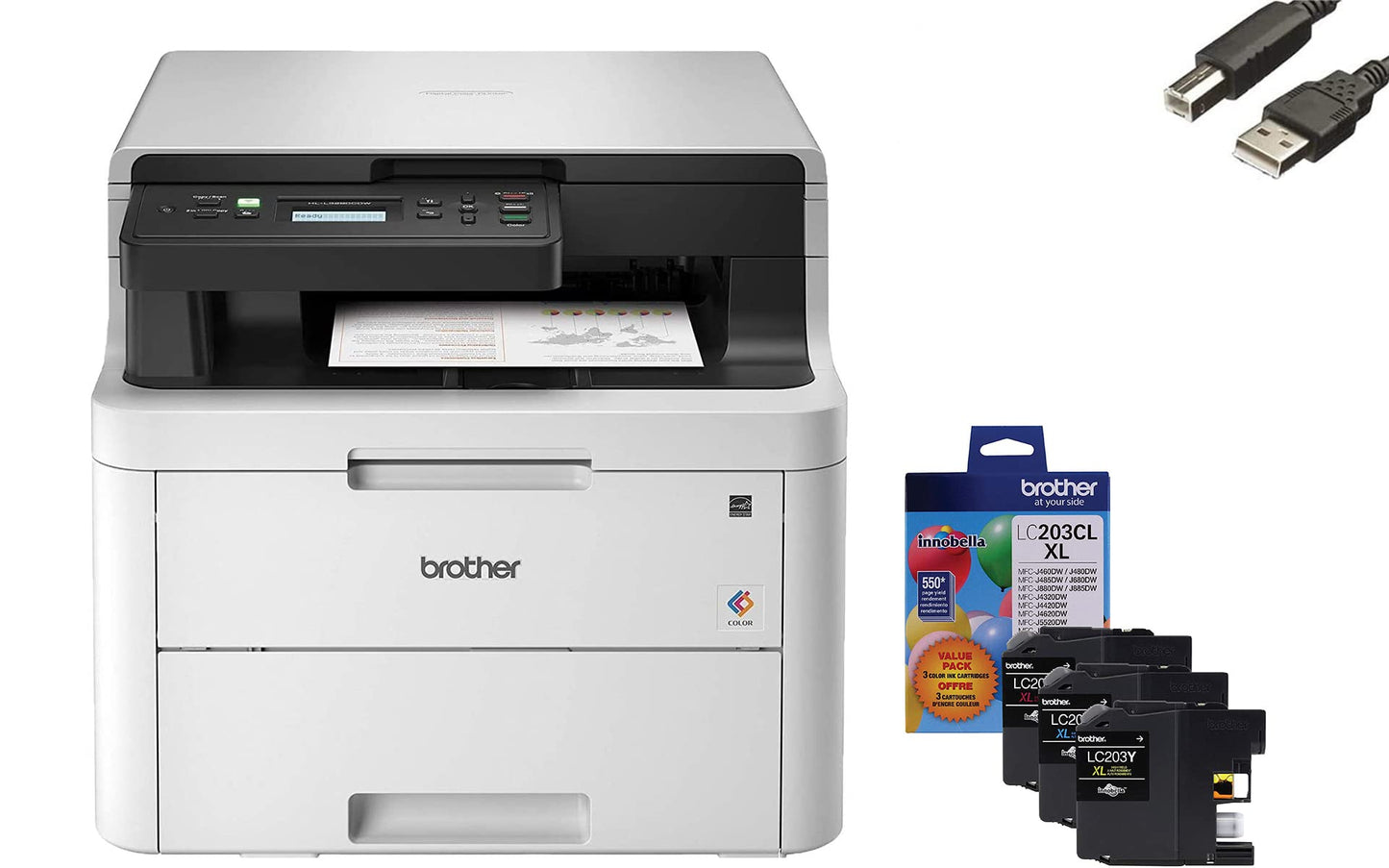 Brother HL-L3290CDW Wireless Compact Digital Color Laser All-In-One Printer, Print Scan Copy, Duplex Printing-600x2400dpi, Works with Alexa, 30 Bonus