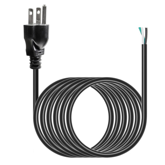 10ft 16 Gauge 3 Prong Heavy Duty Replacement Power Supply Cord Cable 110V 115V 120V Pigtail for Universal AC Appliance, NEMA 5-15P Plug US SJT 16AWG