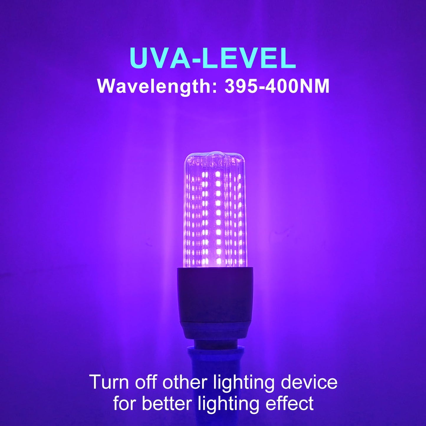 Kapata 15W LED UV Black Light Bulb Energy Saving UV Black Lights UVA Level 395-400nm, Glow in The Dark , 100W Black Fluorescent Light Equivalent E26