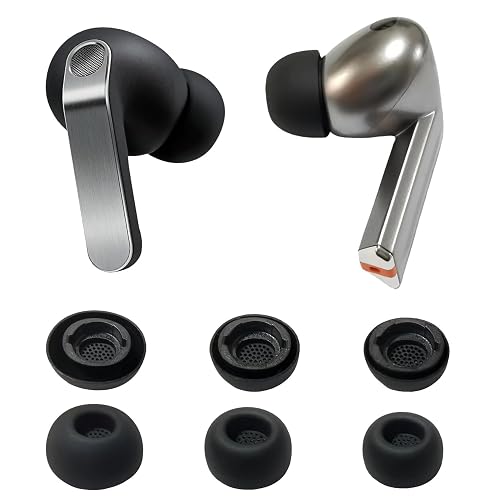 Silicone Ear Tips for Samsung Galaxy Buds3 Pro / Buds4 Pro - Replacement, Anti-Slip, Noise Isolating, Black 3 Pairs