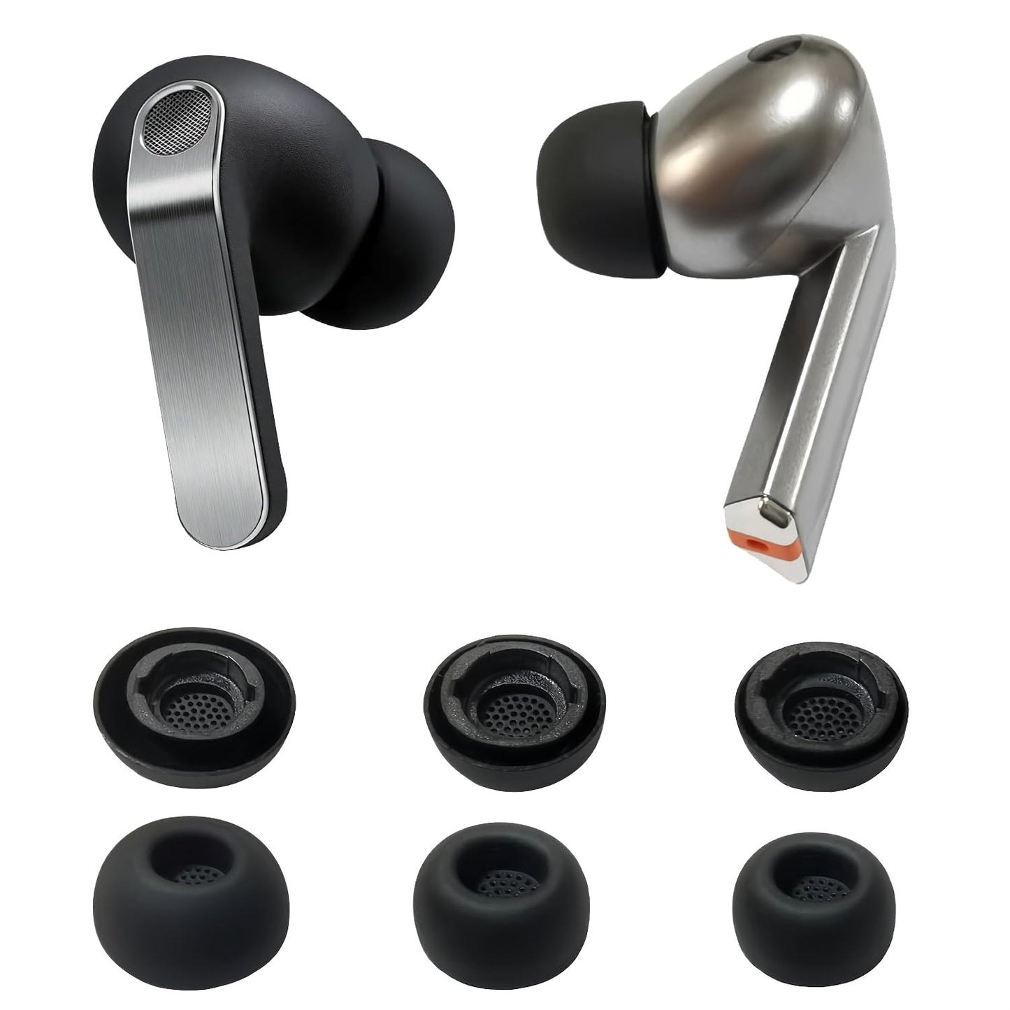 Silicone Ear Tips for Samsung Galaxy Buds3 Pro / Buds4 Pro - Replacement, Anti-Slip, Noise Isolating, Black 3 Pairs