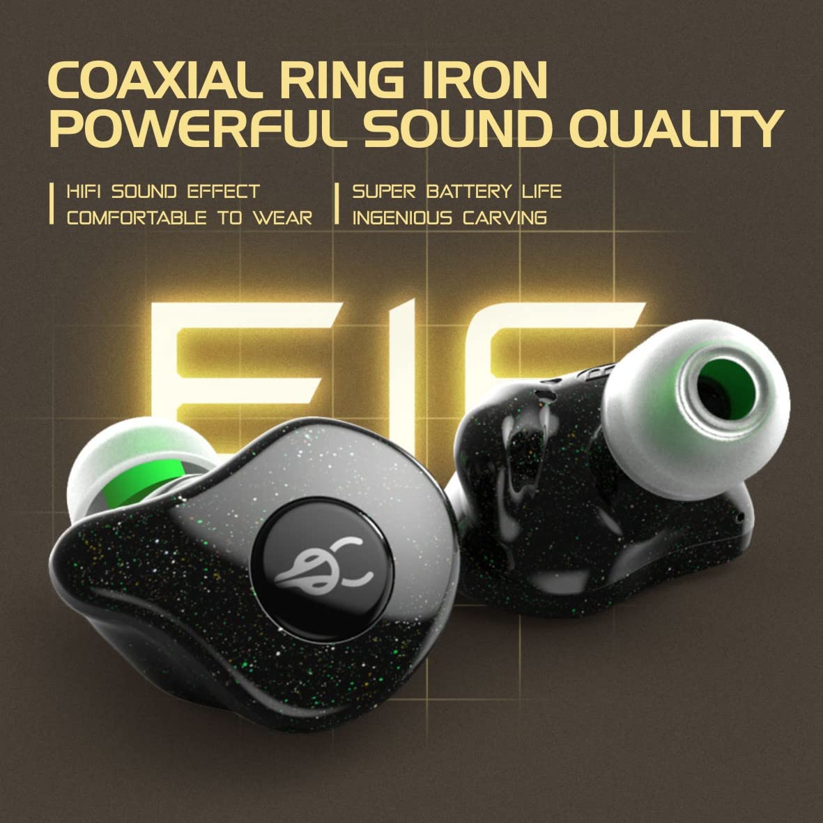 ICESOMNUS Sabbat E16 Astria Coaxial Acoustic Architecture Wireless Earbuds Blutooth 5.2 in-Ear HiFi Stereo Headphones with Built-in Mic and Charging…