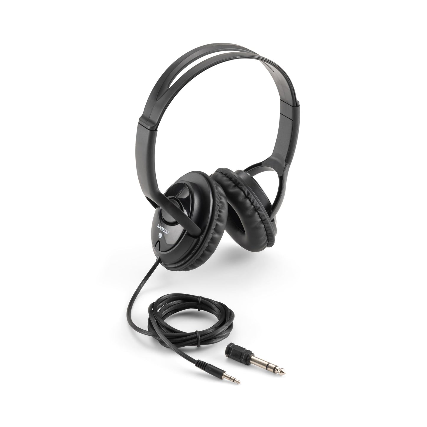 On-Stage AA3500 Wired Headphones (Closed-Back Padded Ear Cups, Adjustable Headband, Built-In 6' Cable with 1/8″ jack and 1/4″Adapter, 40 mm, 32 Ohm…