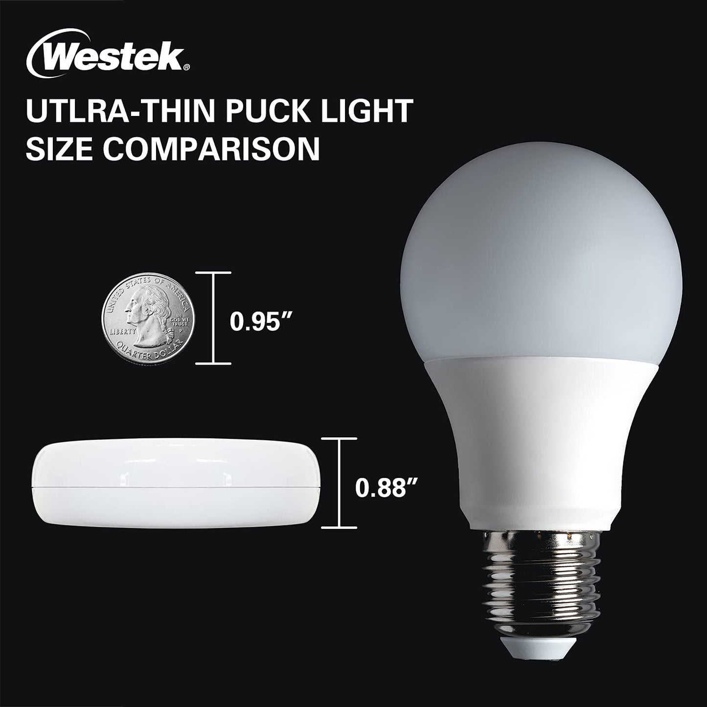 Westek BL-PUTN-W6 Ultra-Thin LED Puck Light - 6PK With Batteries, White
