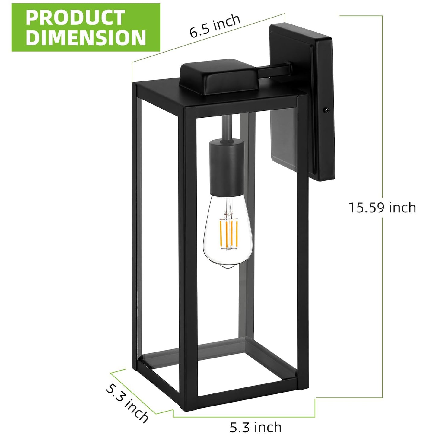 hykolity Large Size Outdoor Wall Lights,16 Inch Outdoor Wall Lantern, Waterproof Exterior Wall Sconce, Anti-Rust Wall Mounted Lighting with Glass