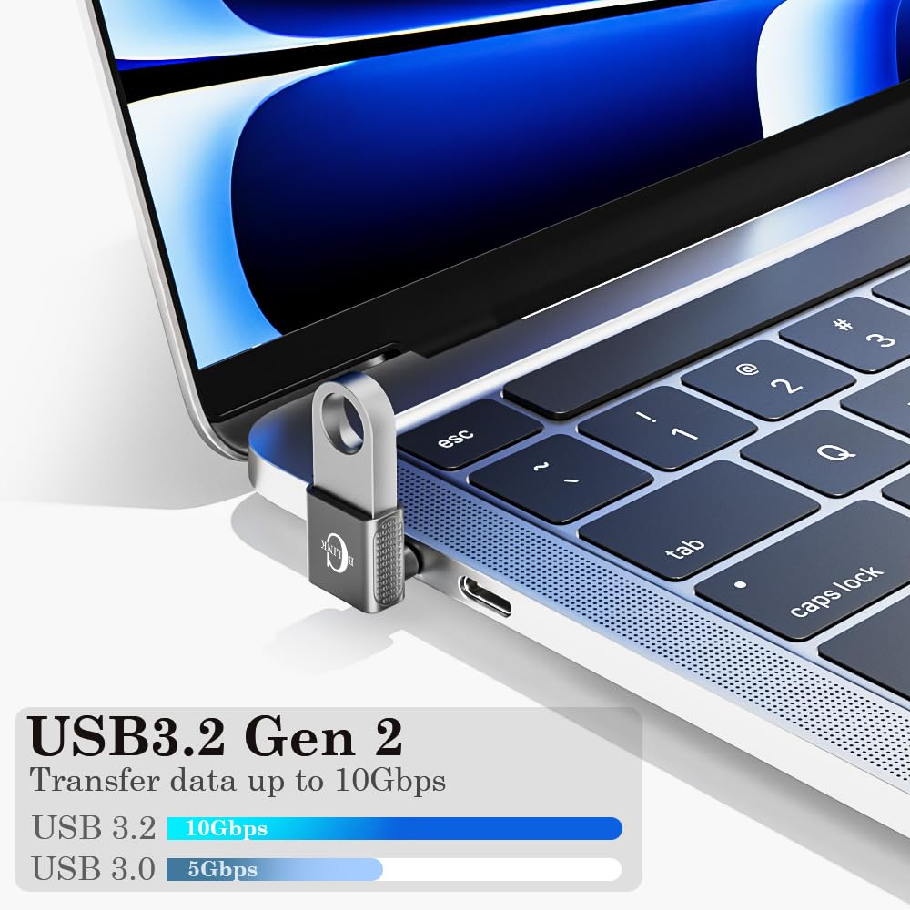 BCLINK 10Gbps USB C to USB Adapter (2 Pack), Up and Down 90 Degree Right Angle USB C Male to USB A 3.2 Female Converter for iPhone 16 15 Series…