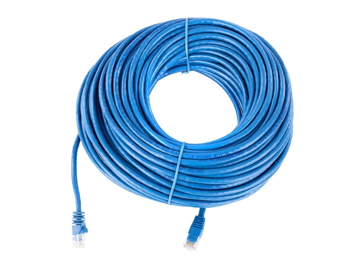 Monoprice Cat5e 100ft Blue Patch Cable UTP 24AWG 350MHz Pure Bare Copper Snagless RJ45 Fullboot Series Ethernet Cable