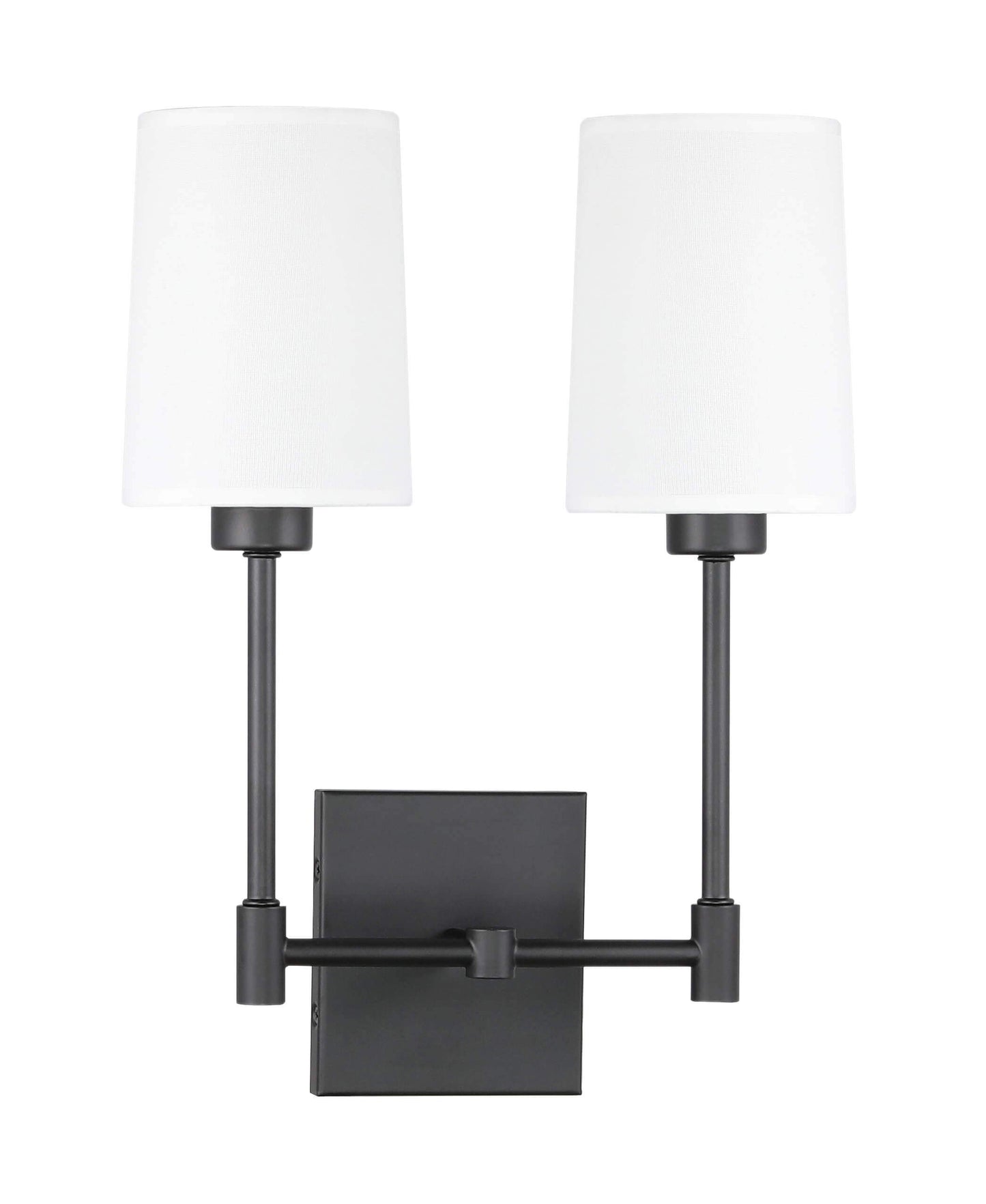 XiNBEi Lighting Wall Lamp, 2 Light Black Bedroom Wall Light with Fabric Shade for Bedside & Living Room XB-W1215-2-MB